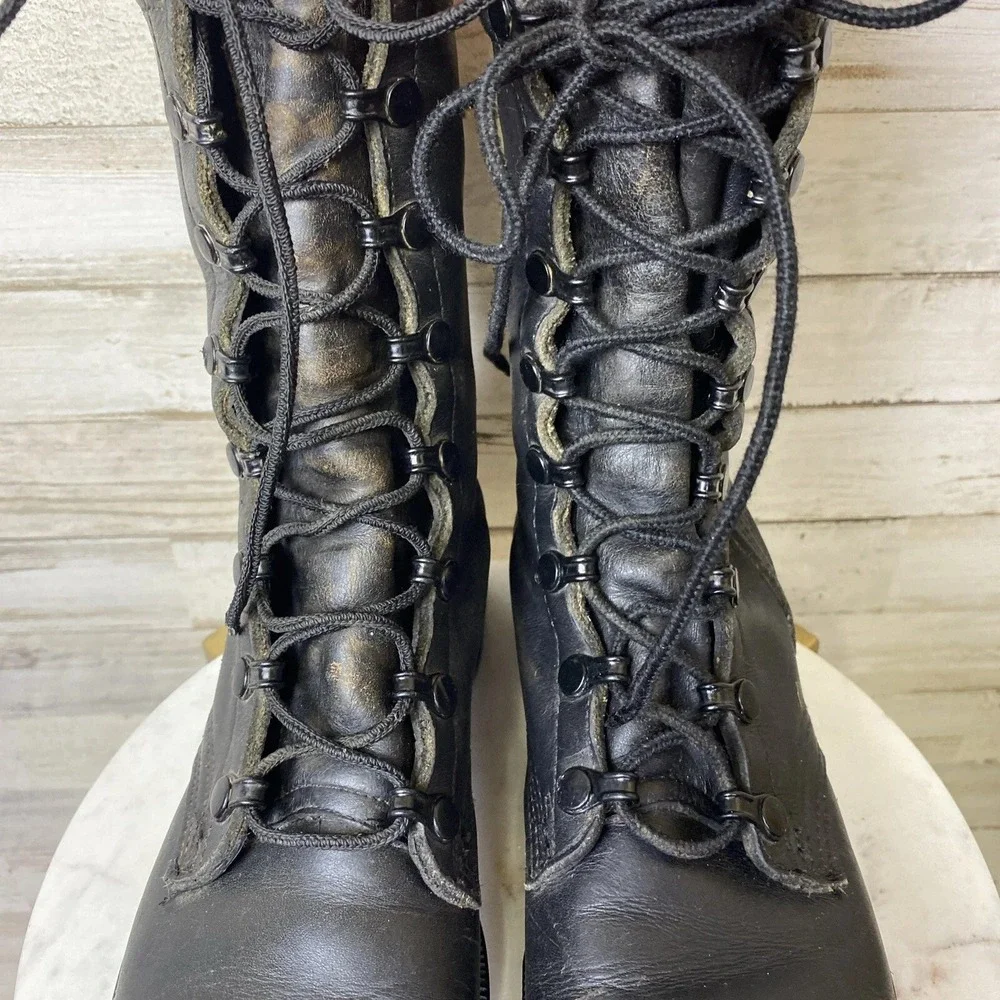 VTG Vietnam Combat Boots US Military Sz 4.5N Black PJ 9-88 Grunge Gothic Soldier